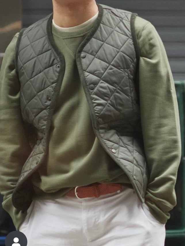 LVH THORNHAM Lavenster Quilted Gilet Olive Green