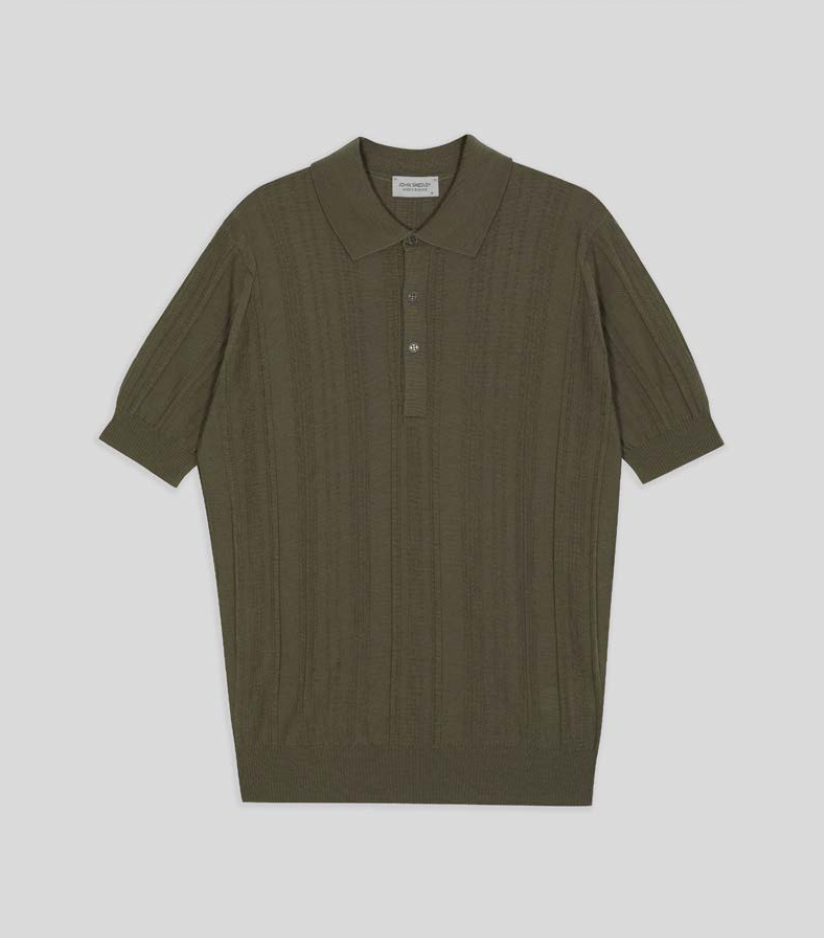 JSY JAXEN Merino Ribbed Polo Shirt Mansfield Green