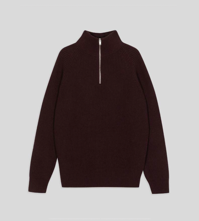 JSY RYKER Men Cashmere/ Merino Half Zip Pullover Chicory