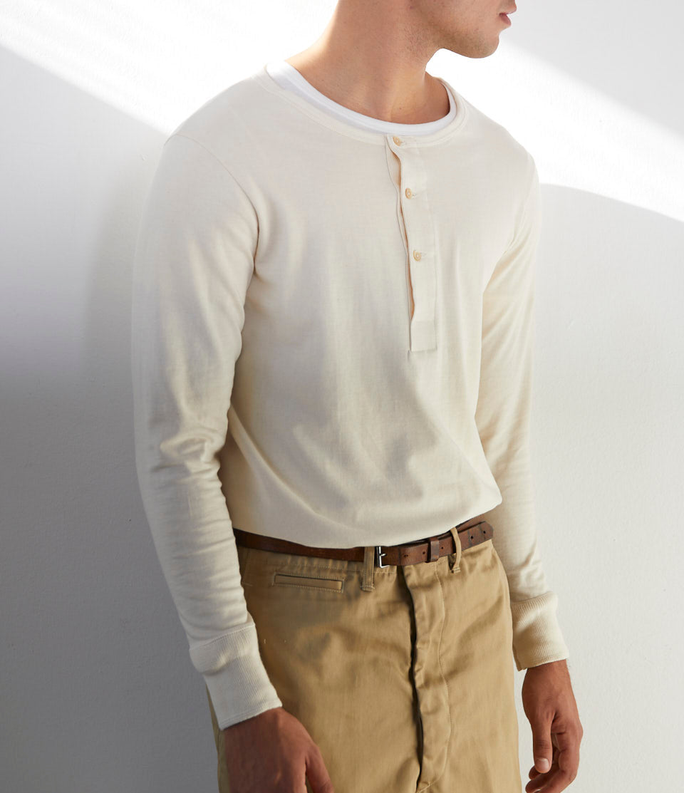 MZB Men's 206 Classic Henley Long Sleeve 7,2OZ/SQ.YD Nature