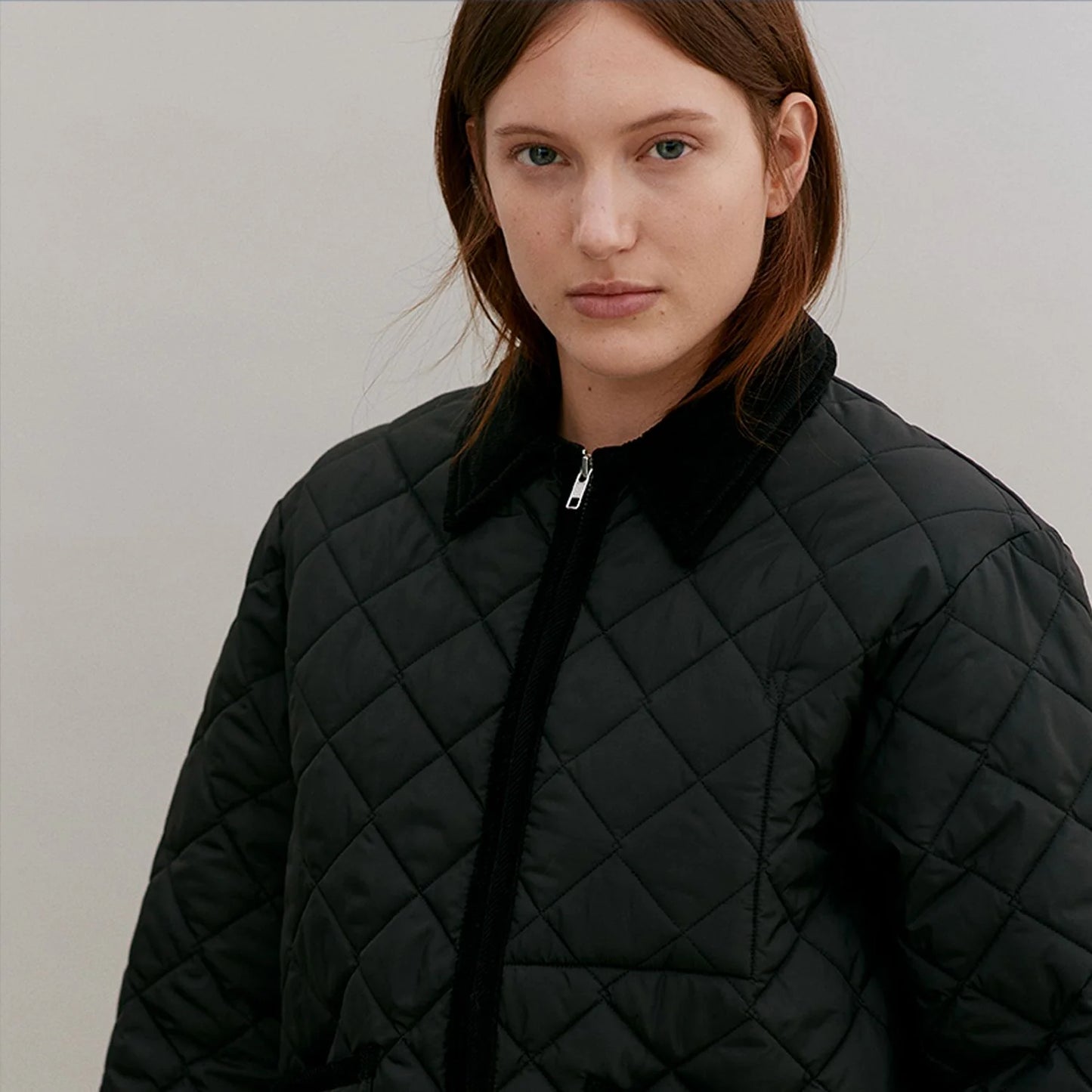 LVH TEYNHAM Women's Cropped Quilted Jacket Sable Black