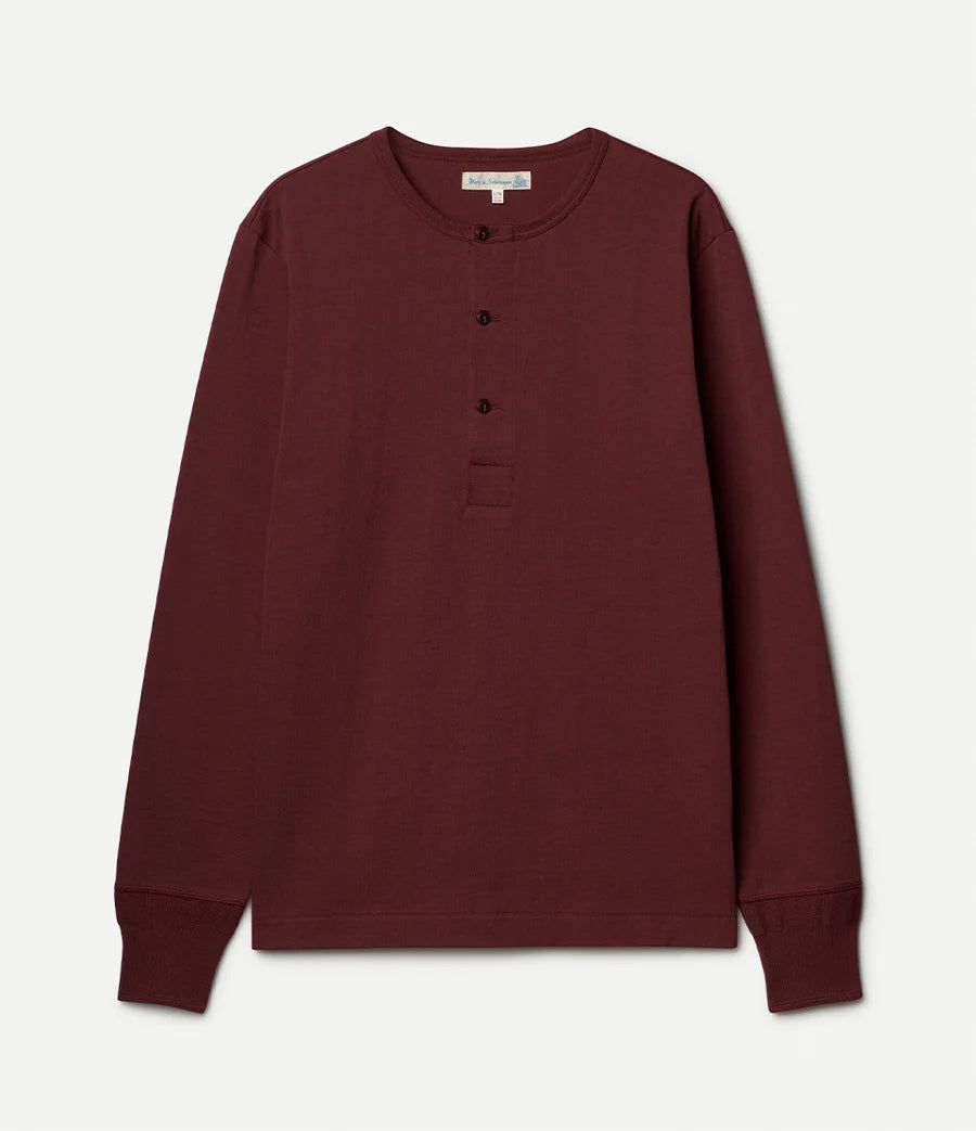 MERZB 2M06 Vintage Machine Classic Henley Long Sleeve 6,8oz Burgundy