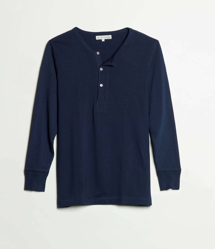 MERZB 2M06 Vintage Machine Classic Henley Long Sleeve 6,8oz Ink Blue