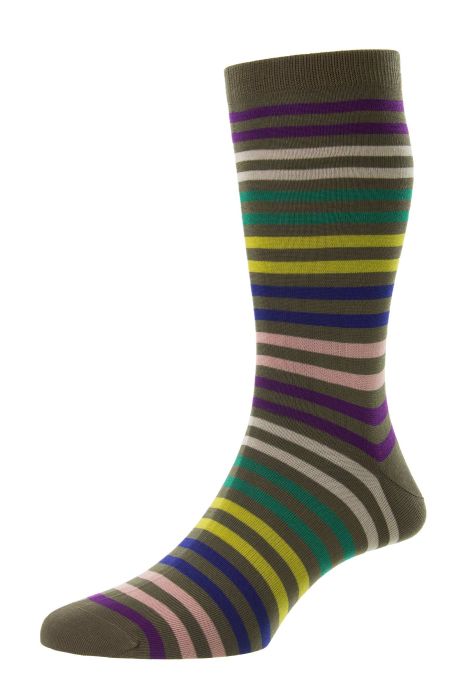 PTA Kilburn All Over Stripe Cotton Lisle Men's Socks
