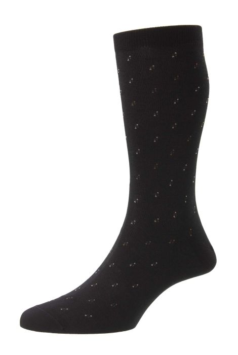 PTA ADDISON Egyptian Cotton DiagonalI Spiral Line & Dot Men's Socks Black