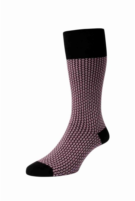 PTA Elgar Diamond Jacquard Egyptian Cotton Men's Socks Black