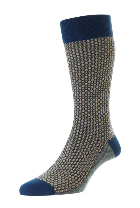 PTA Elgar Diamond Jacquard Egyptian Cotton Men's Socks Ocean