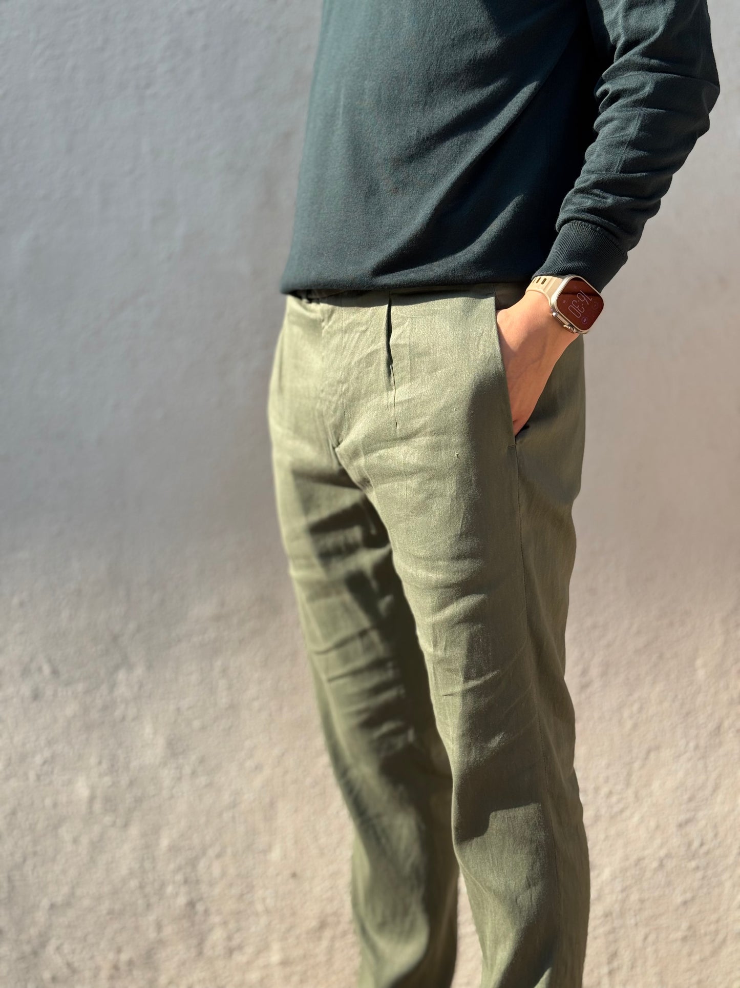 GBS DANTE 700/P Linen Blend Trousers A3727 Green