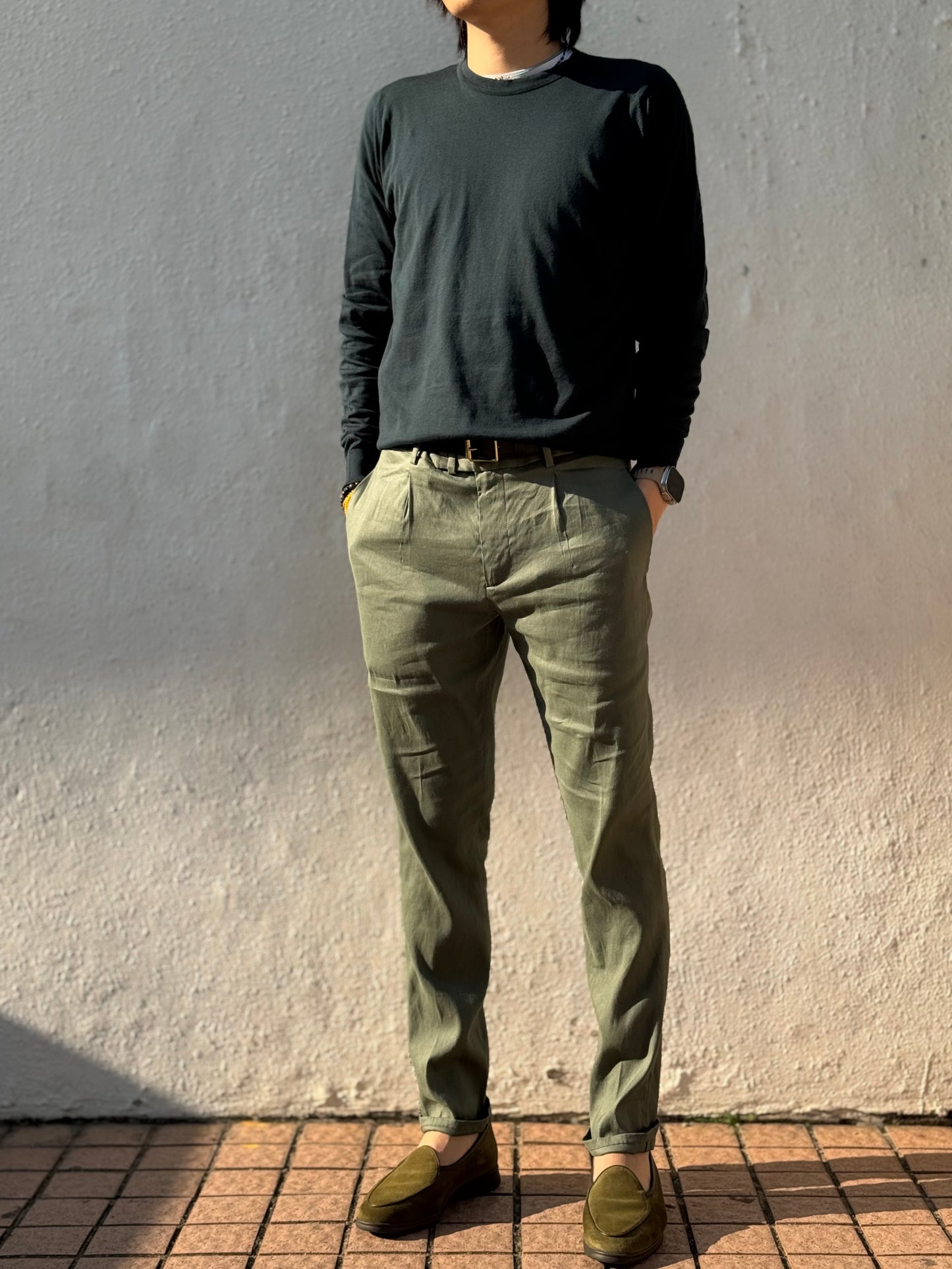 GBS DANTE 700/P Linen Blend Trousers A3727 Green