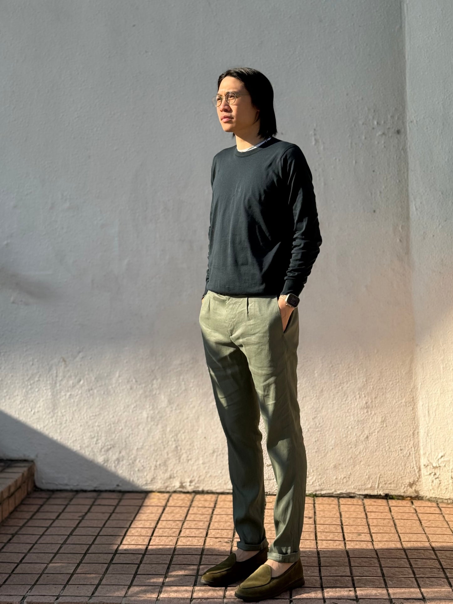 GBS DANTE 700/P Linen Blend Trousers A3727 Green