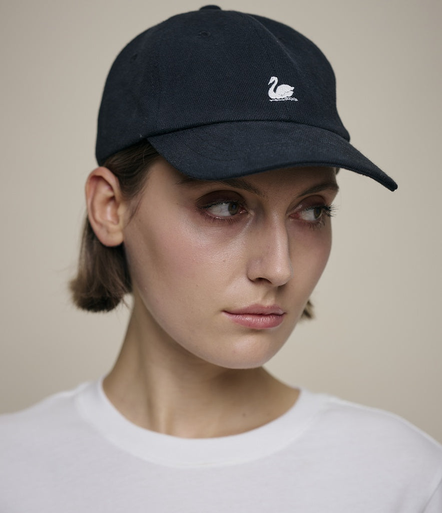 MERZB CAP01T Swan Logo Organic Cotton Twill Cap Black