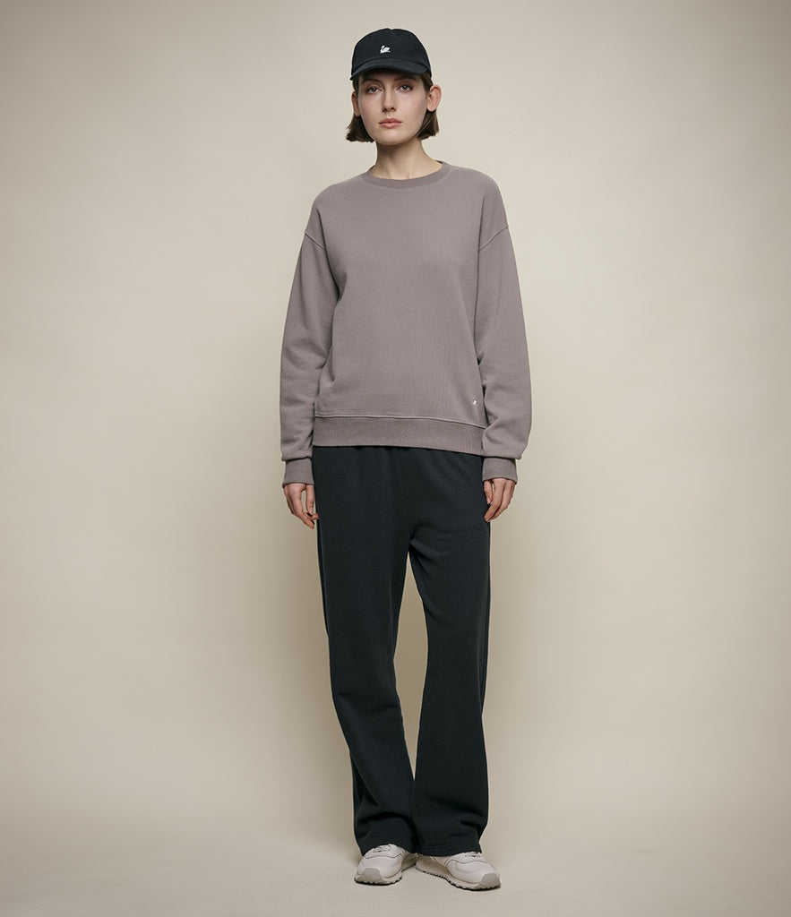 MERZB CREW01 Relaxed Cotton Soft Fleece Sweatshirt Faded Grain