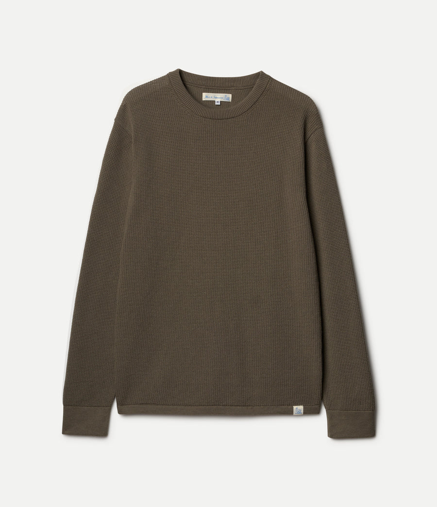 MERZB EASYKNIT Lightweight Waffle Knit Sweater Army