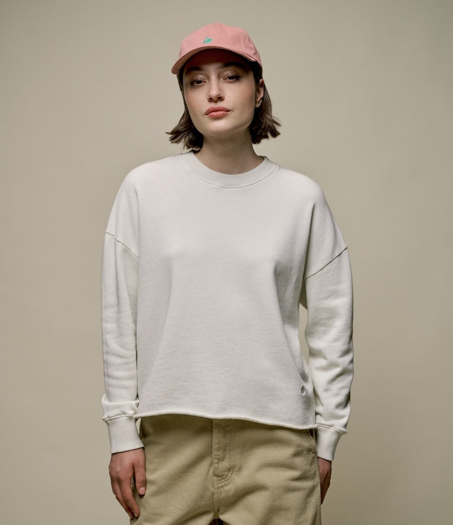 MERZB EDGE02 Retro Fleece Sweatshirt Open Edge on Hem Cashew