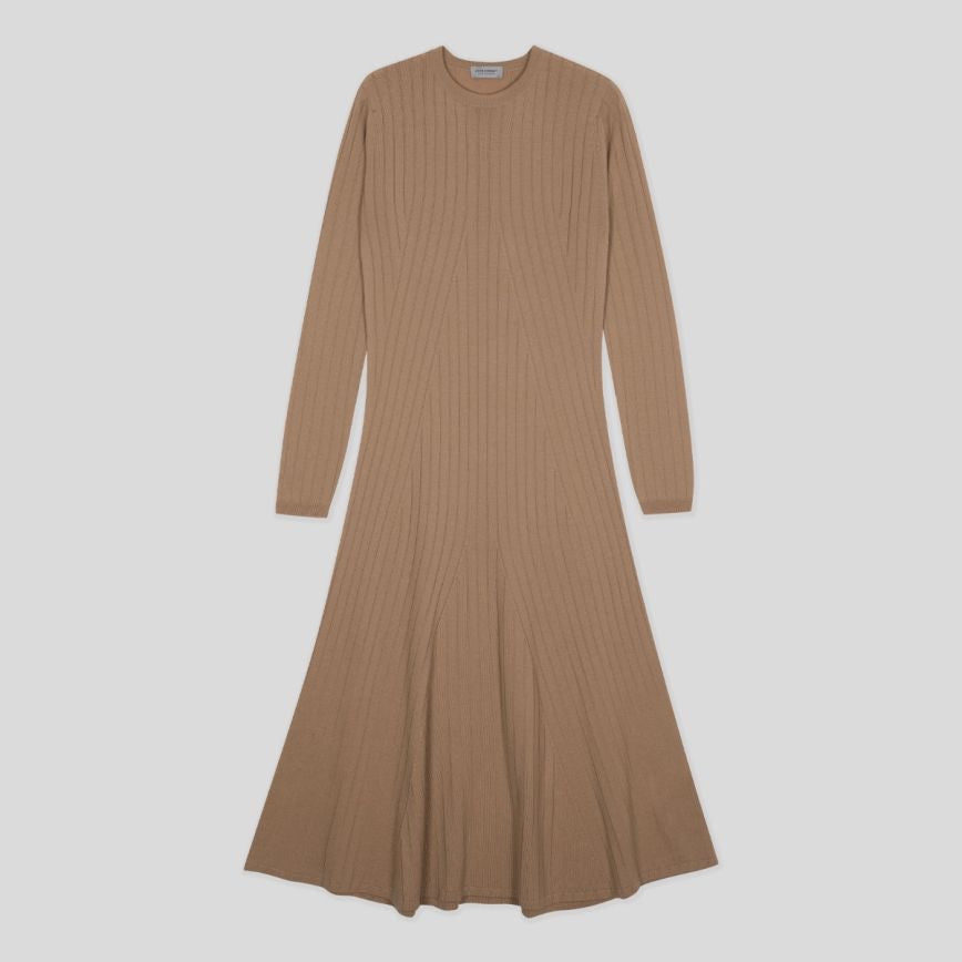 JSY CALIA Women Merino Wool Dress RN LS Light Camel