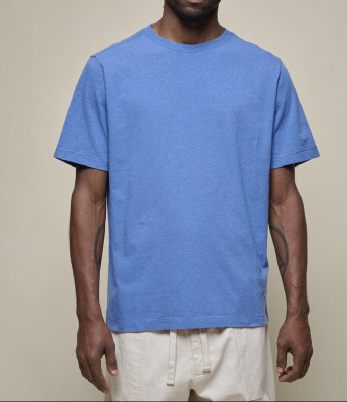 MERZB HPT01 Relaxed Fit T-Shirt Cotton/ Hemp 5.4oz Faded Blue