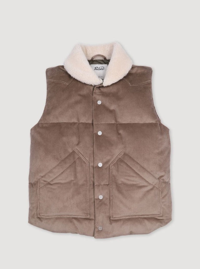 VSR Stretch Cotton Corduory Goose Down Vest Farro