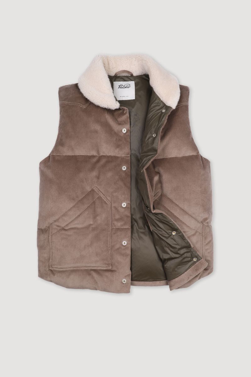 VSR Stretch Cotton Corduory Goose Down Vest Farro