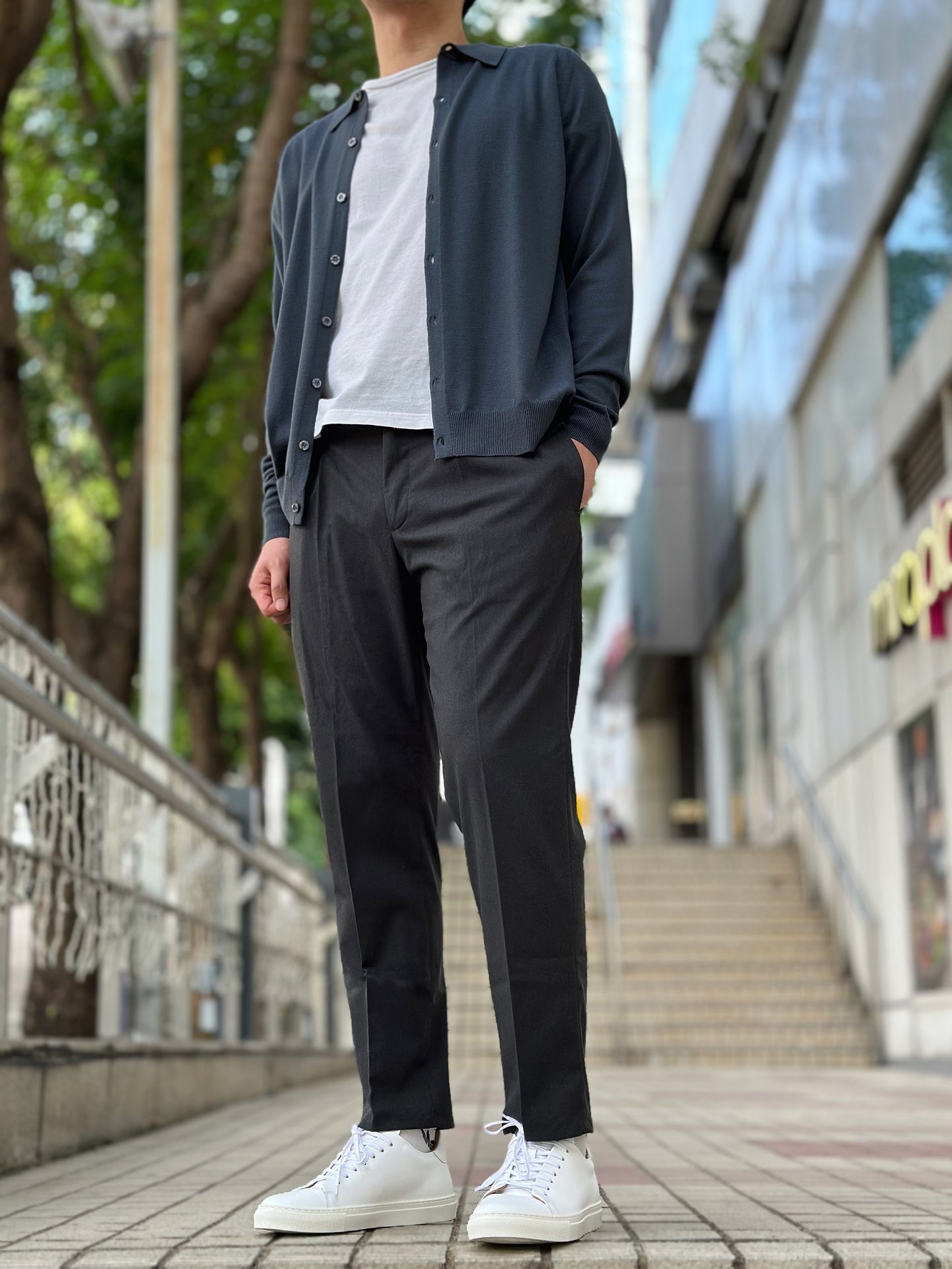 JSY TIBOR Men Merino Collar Shirt Slate Grey