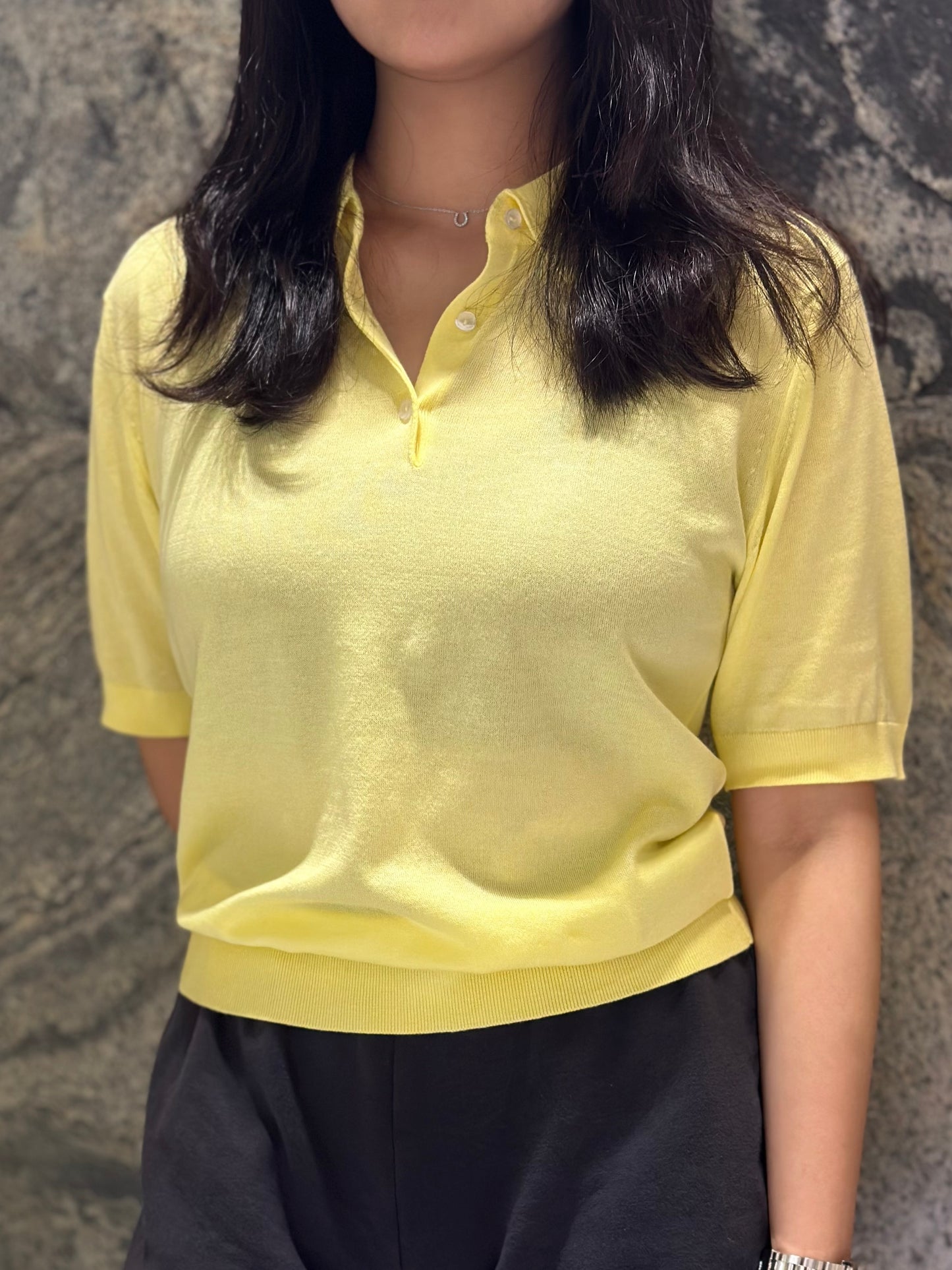 JSY JILL Women Sea Island Cotton Shirt Yellow Balm