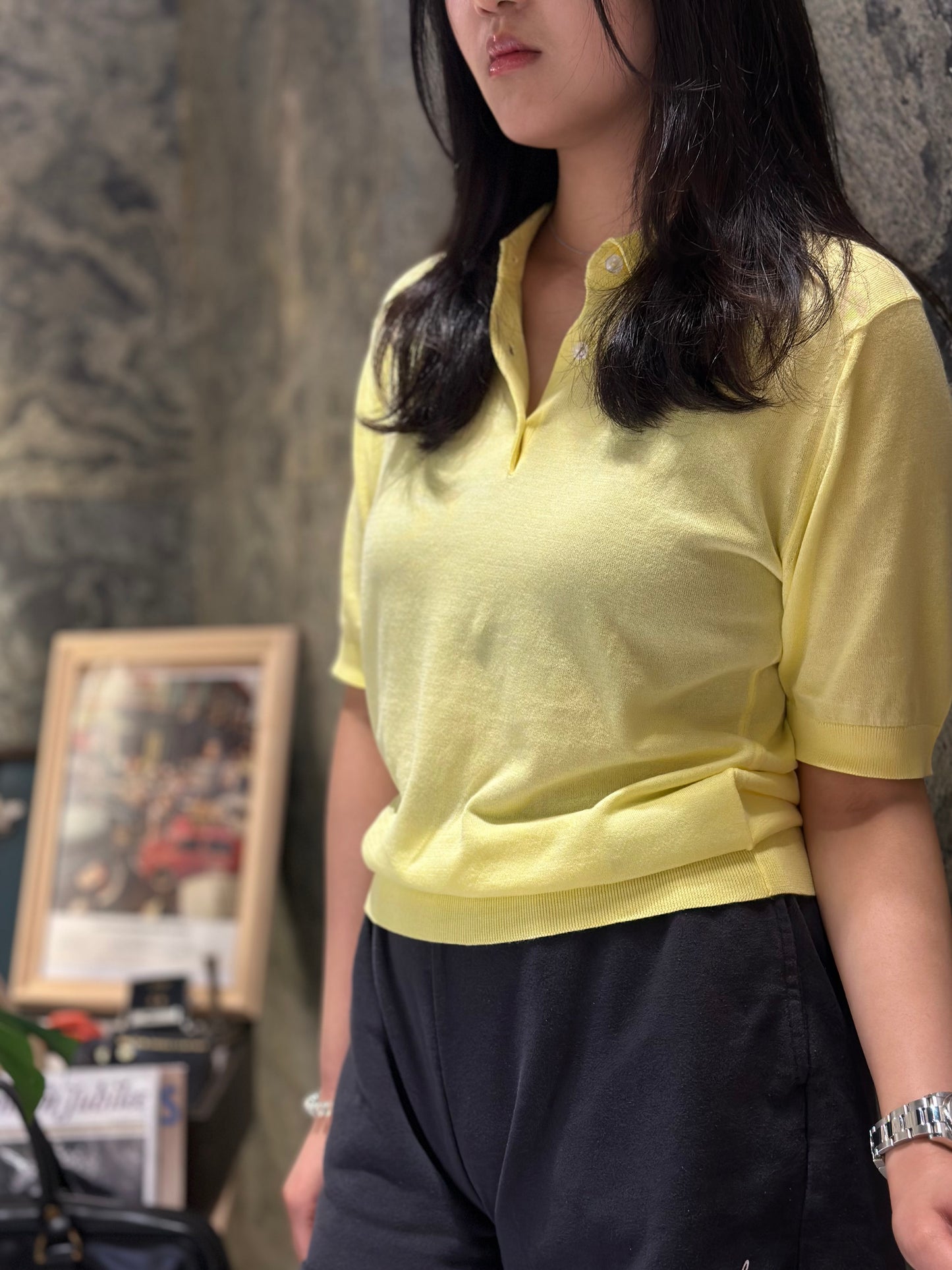 JSY JILL Women Sea Island Cotton Shirt Yellow Balm