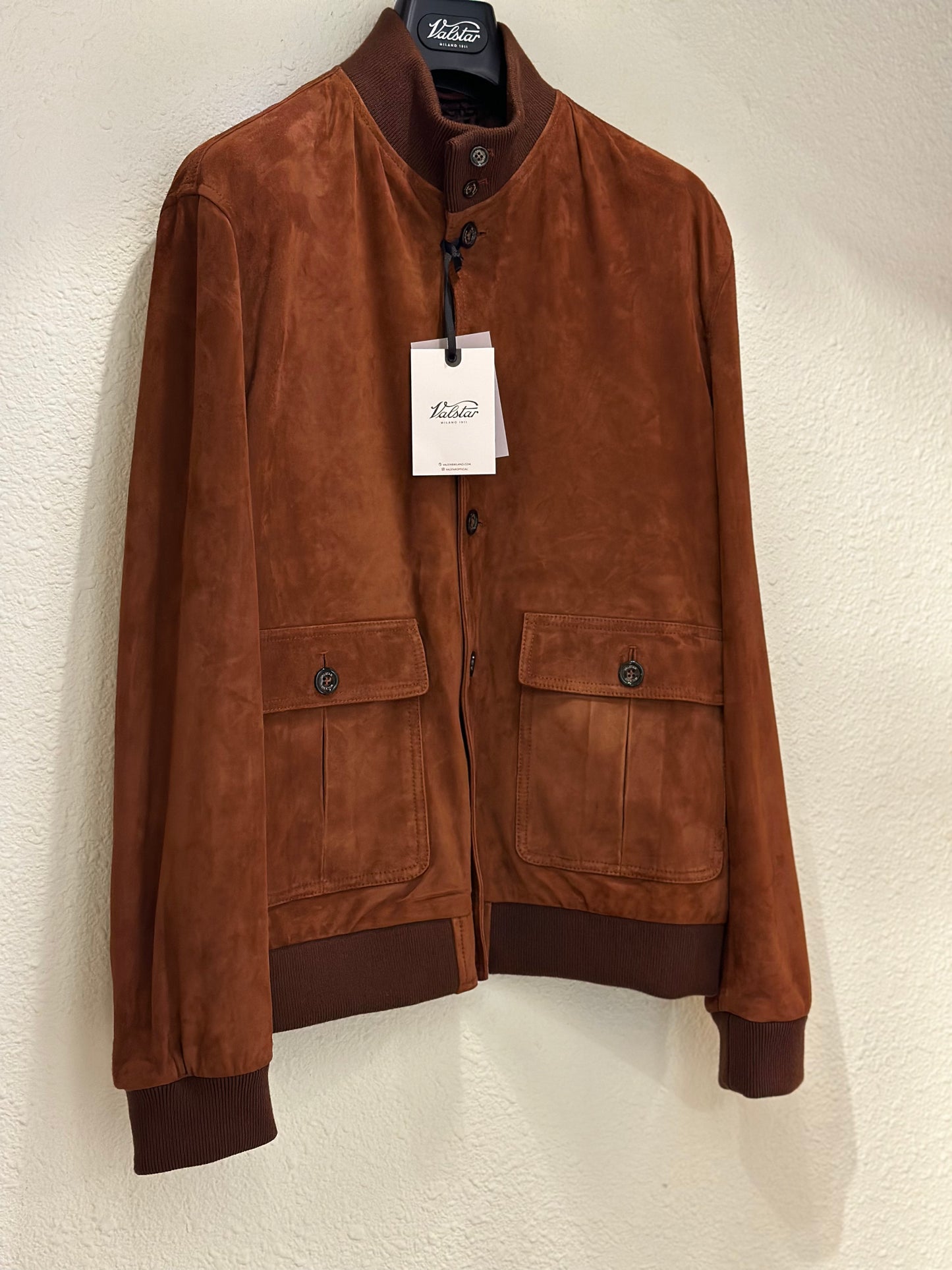 VSR VALSTARINO Silm Suede Bomber Jacket Brandy