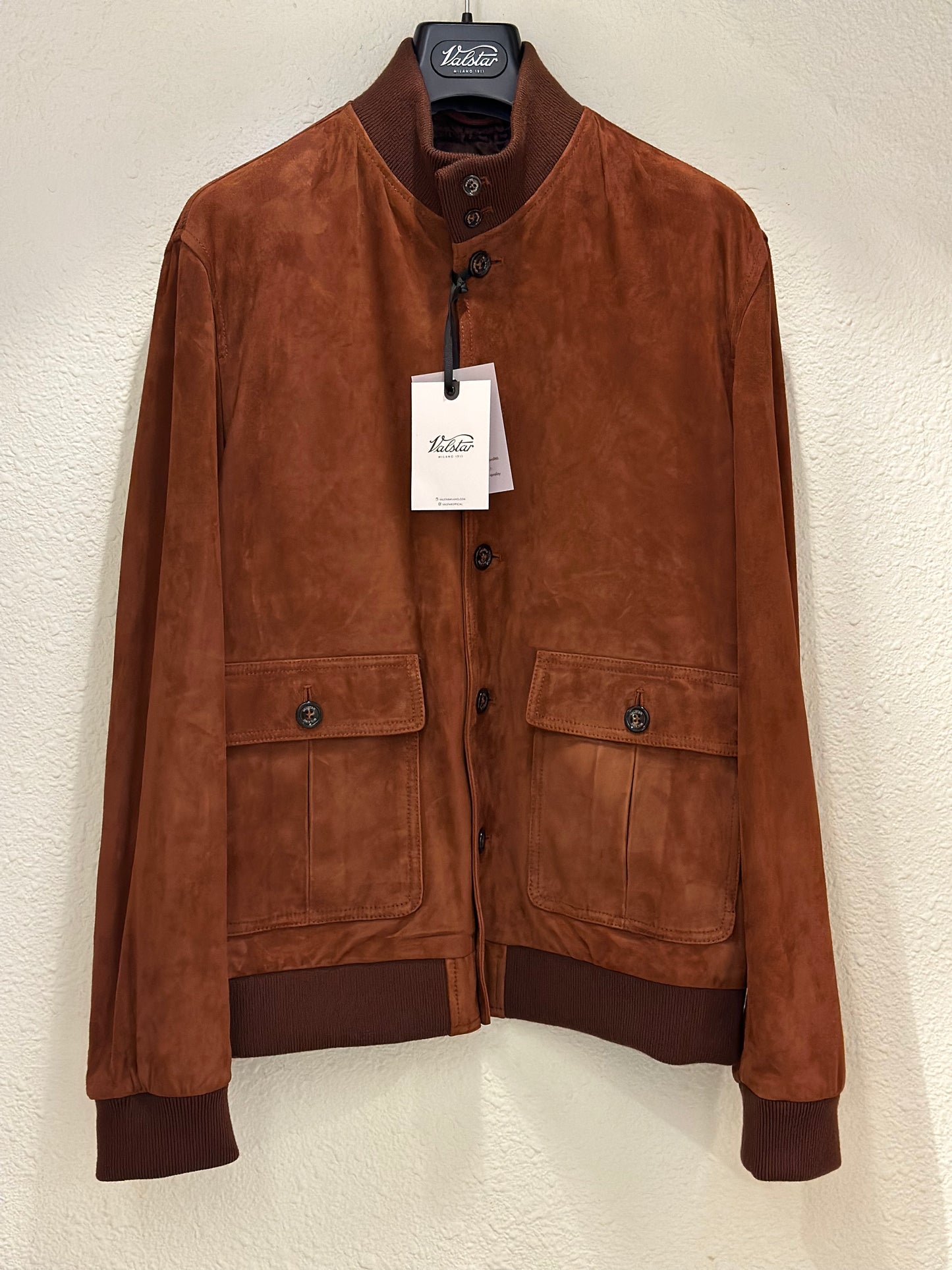 VSR VALSTARINO Silm Suede Bomber Jacket Brandy