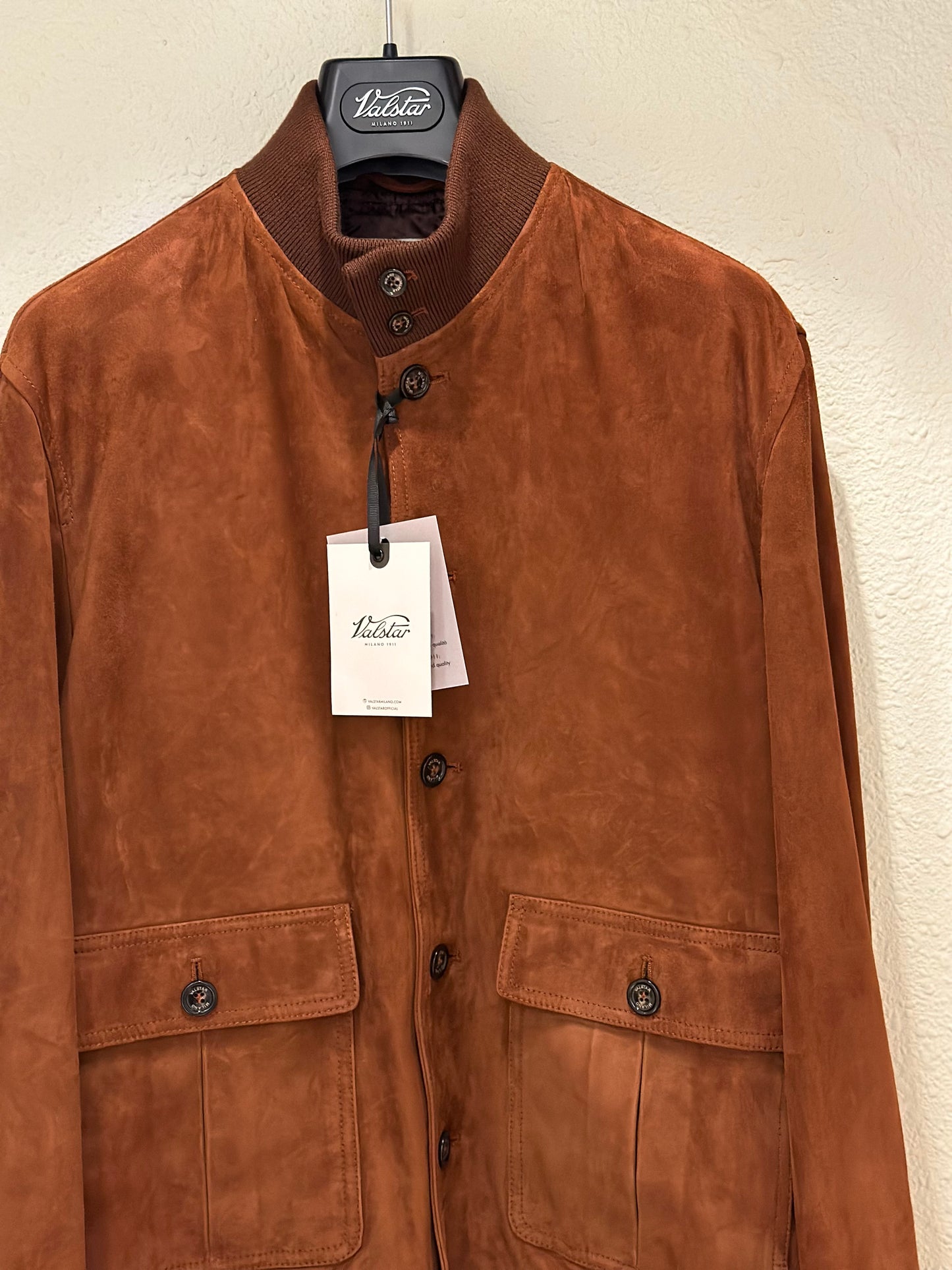 VSR VALSTARINO Silm Suede Bomber Jacket Brandy