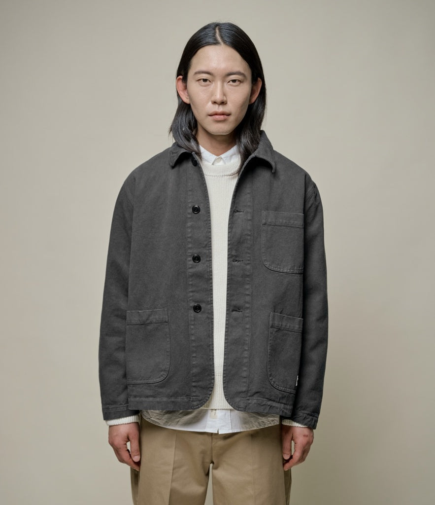 MERZB JKT05 Organic Cotton Twill Worker Jacket Charcoal