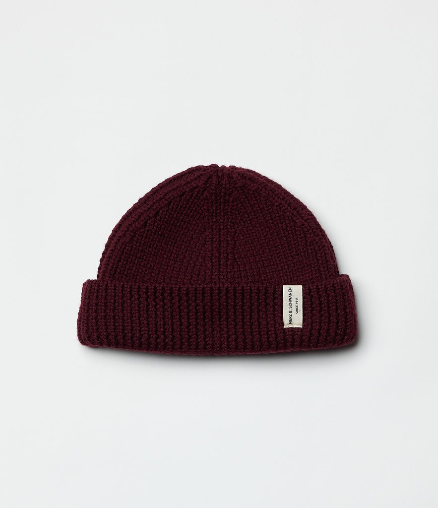 MERZB MWBN02 Sturdy Merino Wool Ribbed Beanie Burgundy