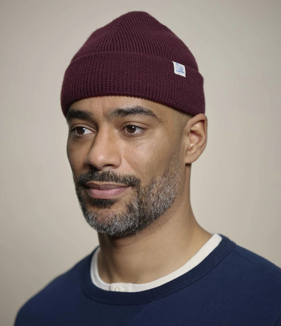 MERZB MWBN05 Sturdy Merino Wool Ribbed Beanie Burgundy