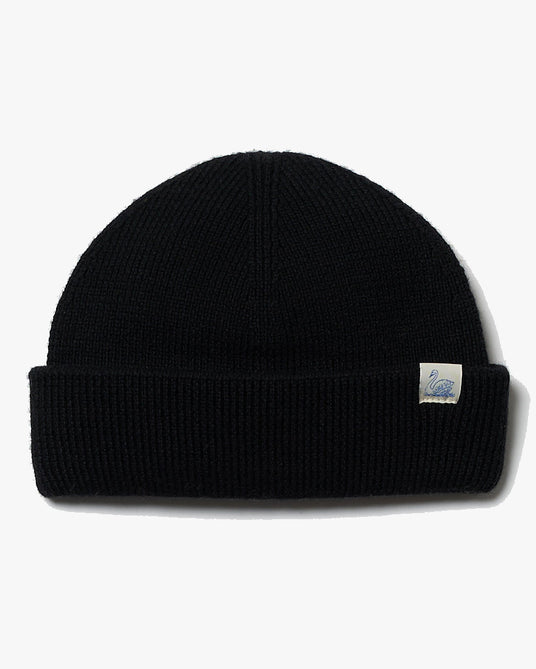 MERZB MWBN05 Sturdy Merino Wool Ribbed Beanie Black