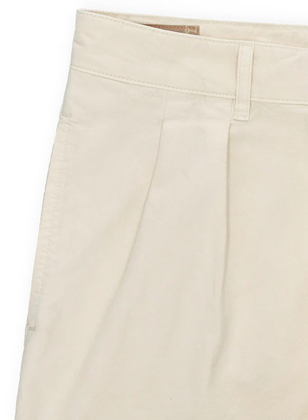 FTA NEW YORK Pleated Heavyweight Cotton Gabardine Off White