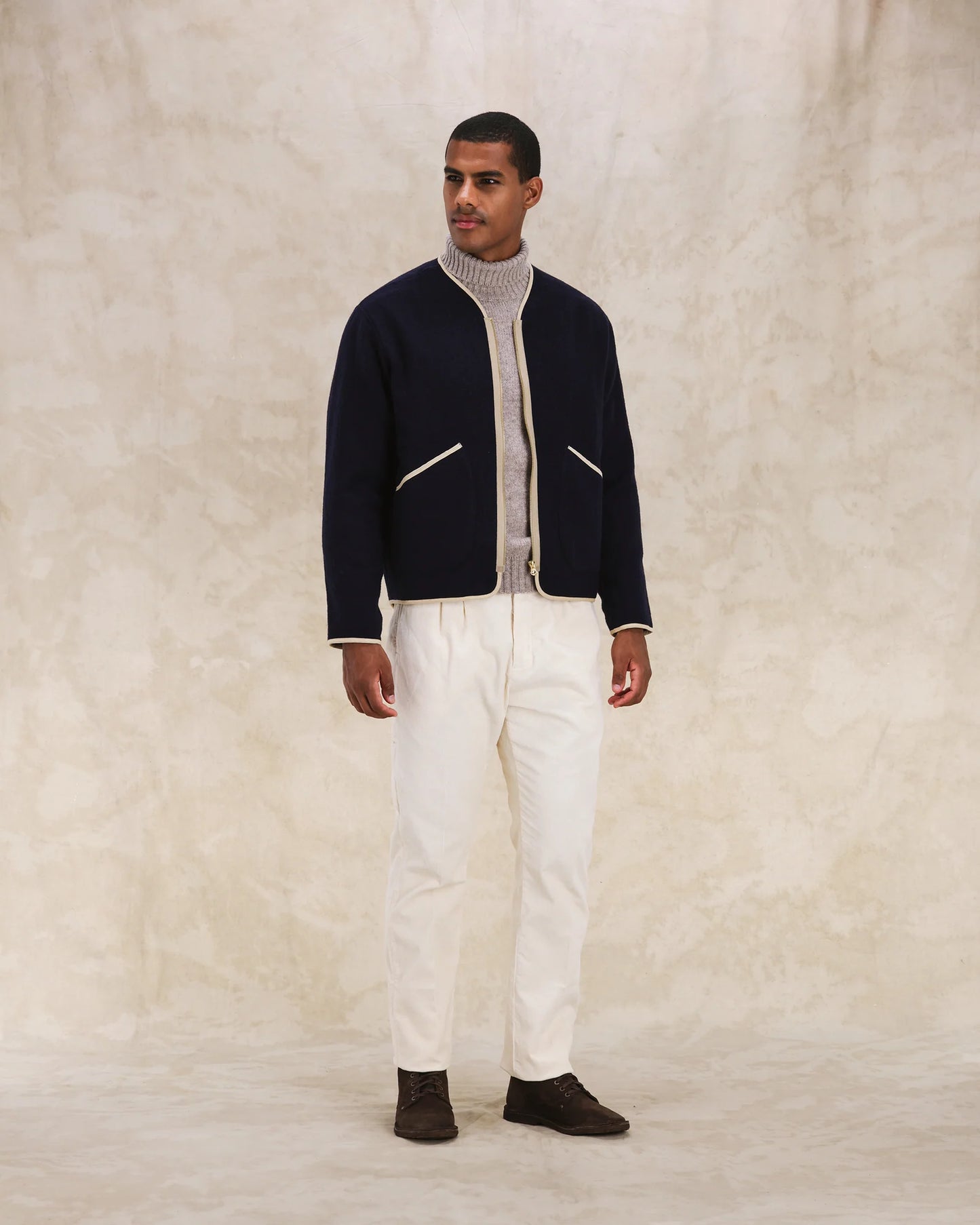 FTA SHERPA Wool Zipped Jacket Navy