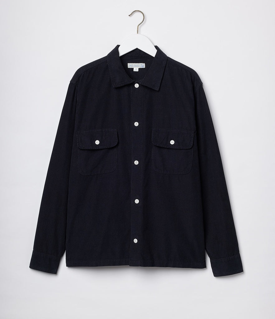 MERZB SHIRT06LC Organic Cotton Corduroy Relax Fit Shirt 5,3oz Deep Black