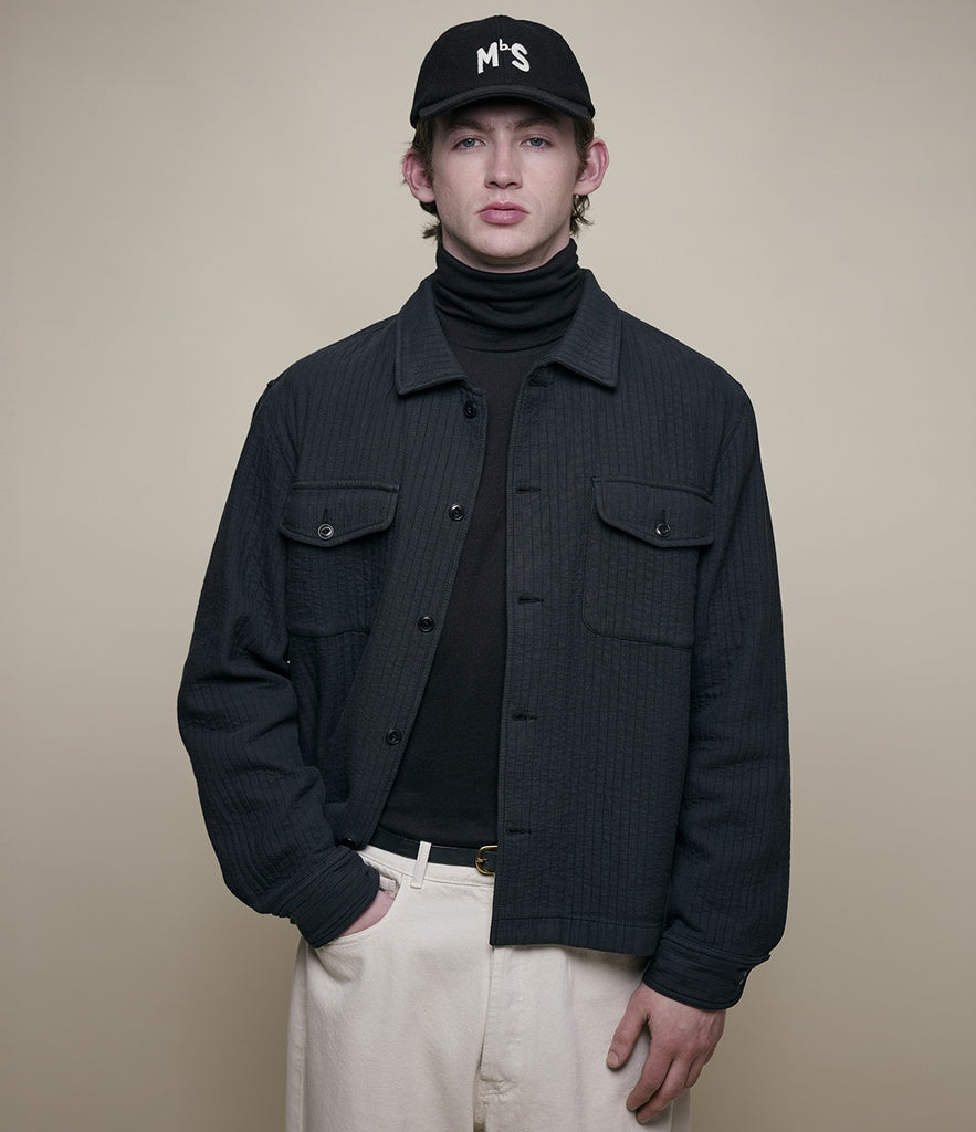 MERZB SHIRT06PAD Padded Cotton Relax Overshirt Charcoal