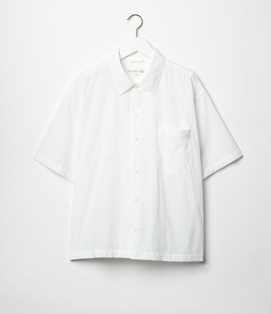 MZB UNISEX SHIRT09 Cotton Poplin Relaxed Fit Short Shirt White