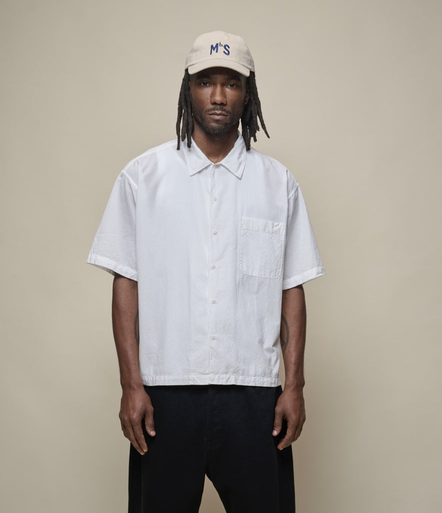 MZB UNISEX SHIRT09 Cotton Poplin Relaxed Fit Short Shirt White