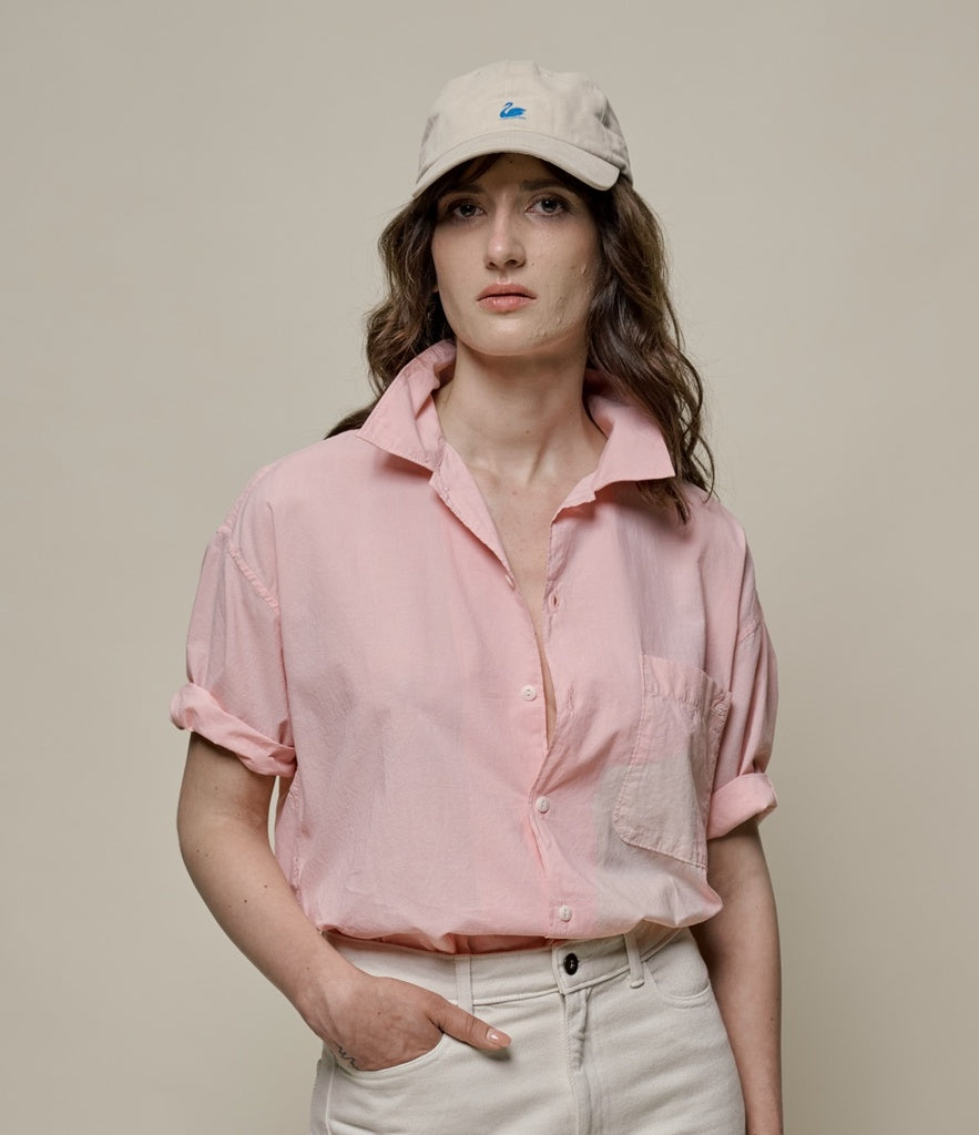 MZB UNISEX SHIRT09 Cotton Poplin Relaxed Fit Short Shirt Faded Peach