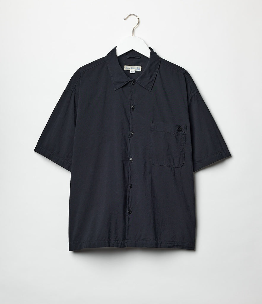 MERZB UNISEX SHIRT09 Cotton Poplin Relaxed Fit Short Shirt Deep Black