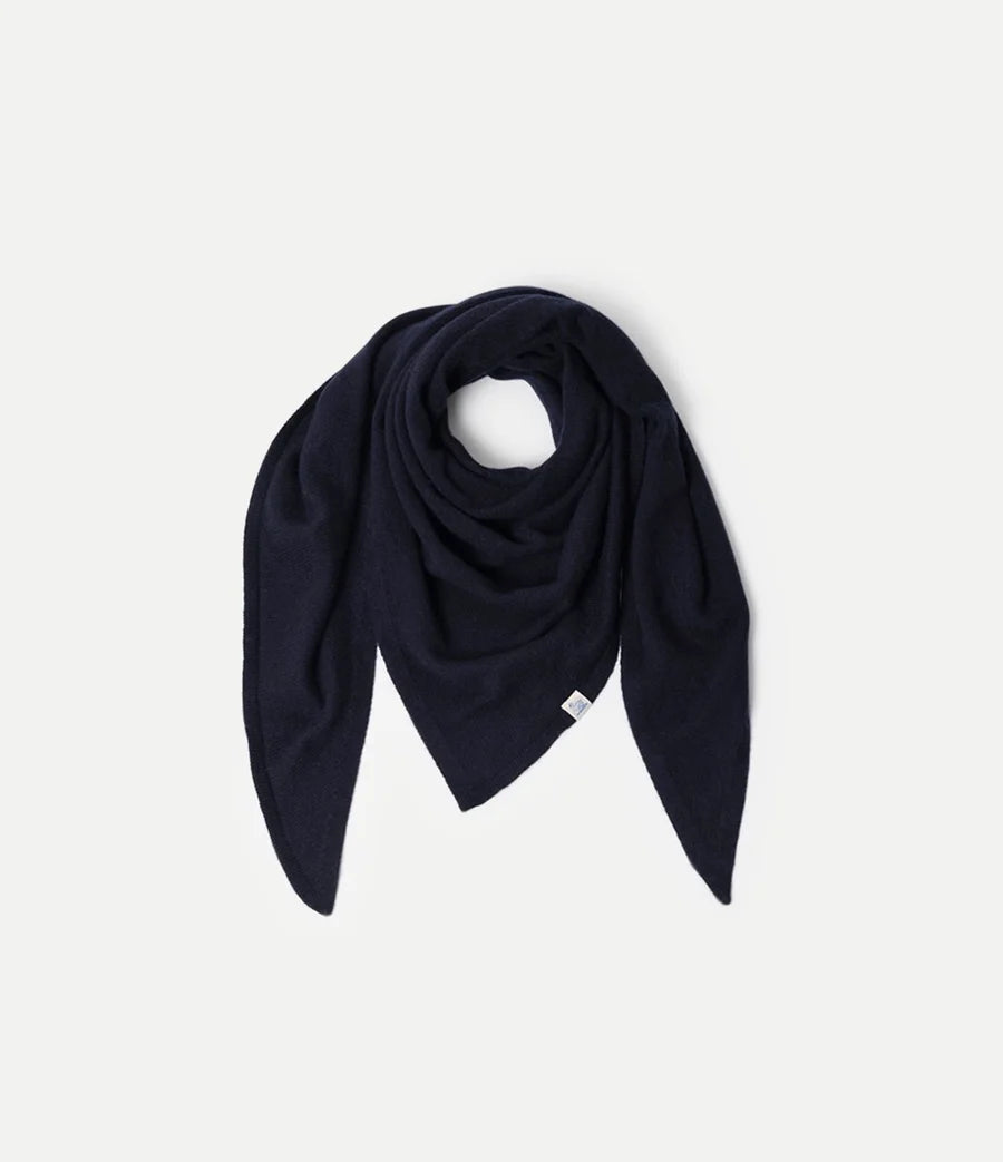 MZB Unisex Triangle Scarf, Merino Silk Cashmere blend Dark Navy