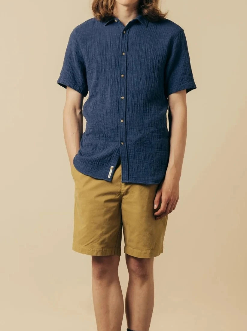 KHE Aberlady Shirt in Textured Cotton Navy