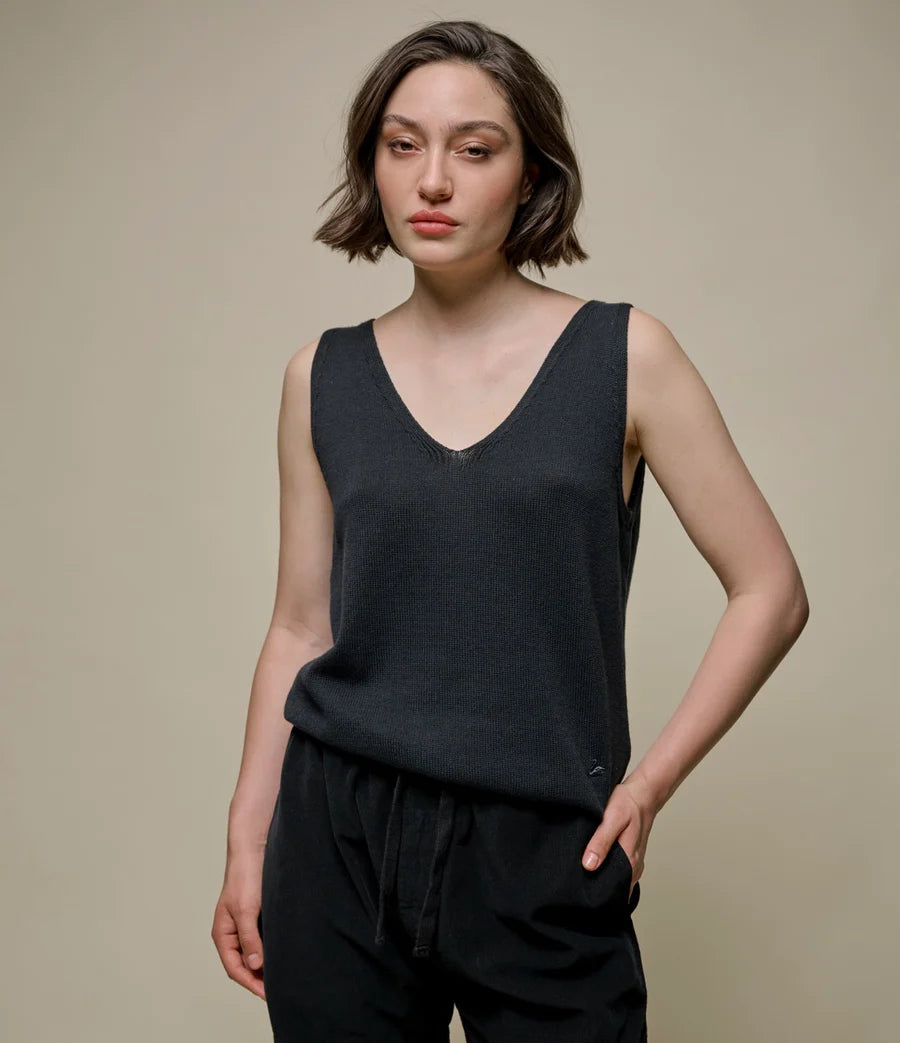 MERZB WKTOP01 Knitted Tank Top Organic Cotton Black