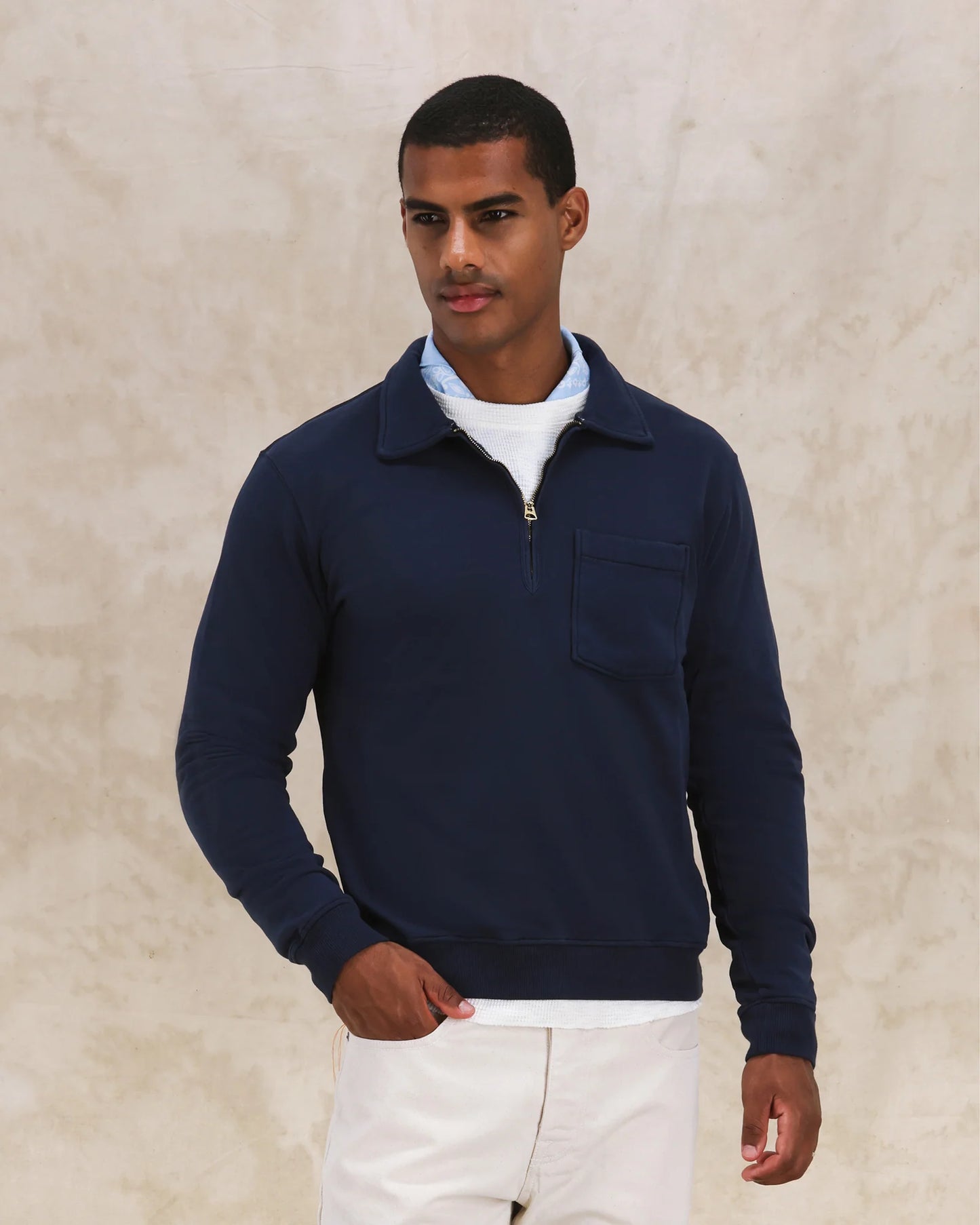 FTA YALEPM Long Sleeves Half Zip Sweatshirt Indigo