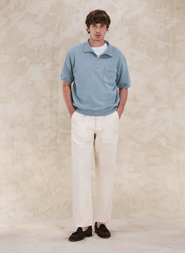 FTA YALEPM Short Sleeves Half Zip Sweatshirt Sea Glass