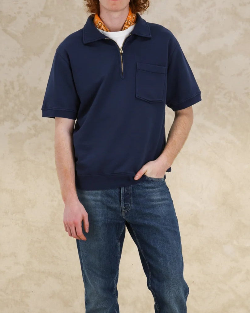 FTA YALEPM Short Sleeves Half Zip Sweatshirt Navy