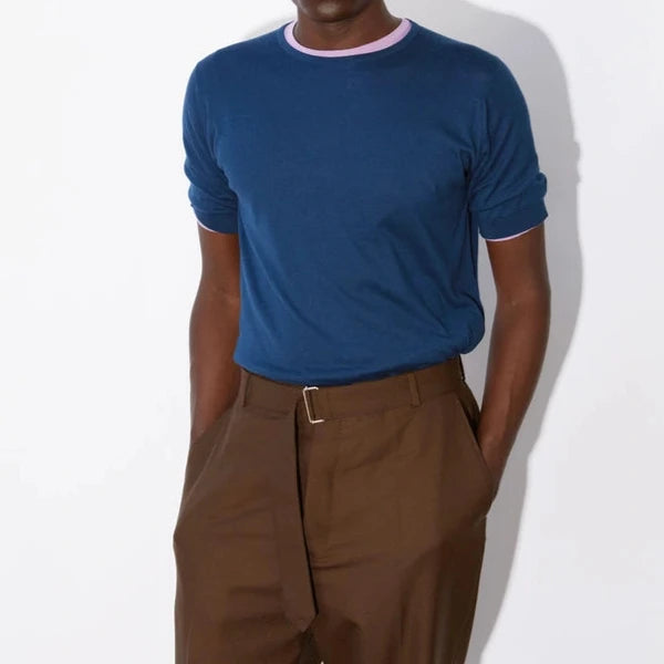 JSY BELDEN Men Sea Island Cotton T-Shirt CN SS Indigo