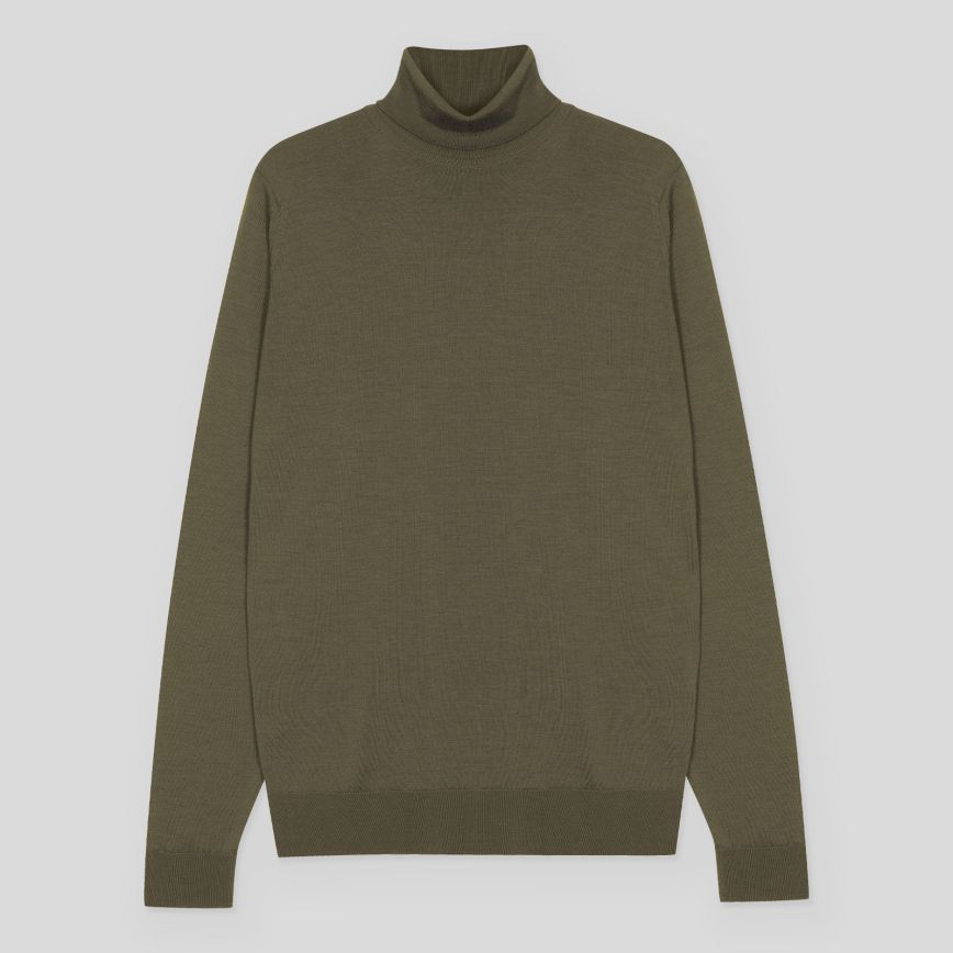 JSY CHERWELL Merino Wool Roll Neck Pullover Mansfield Green