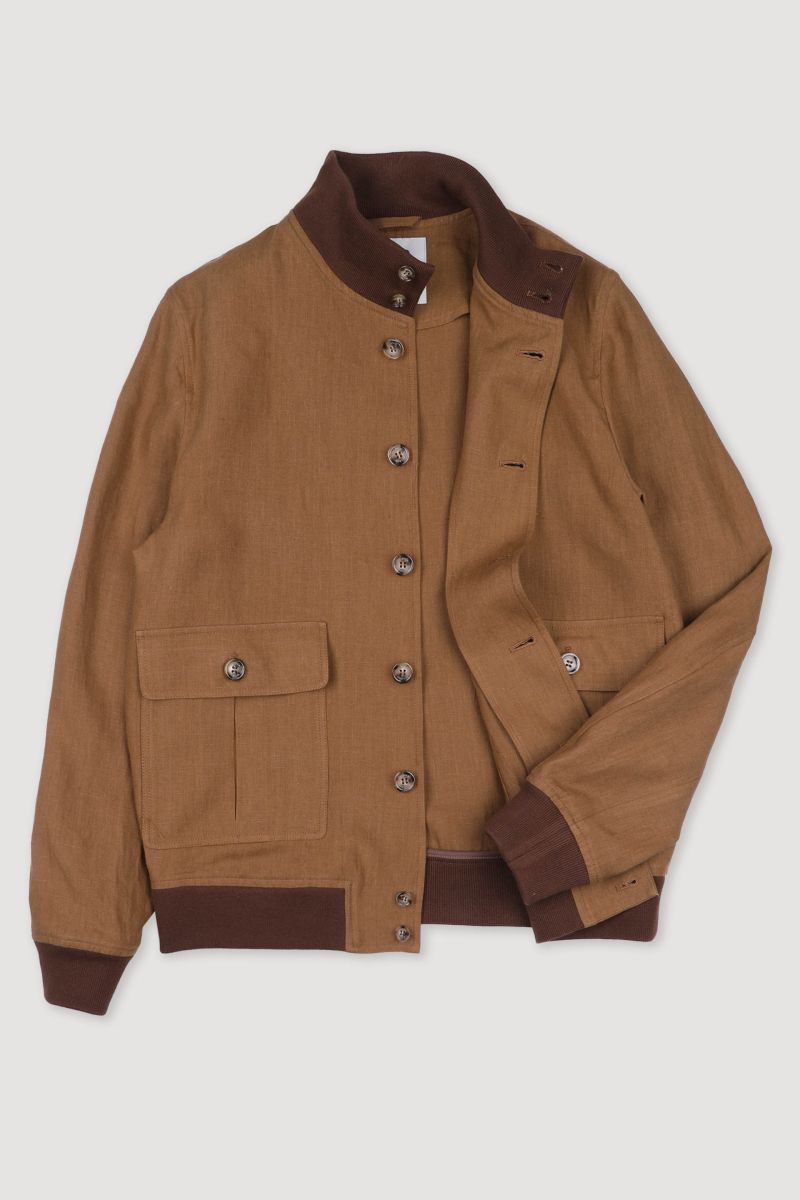 VSR VALSTARINO Italian linen unlined jacket Cognac