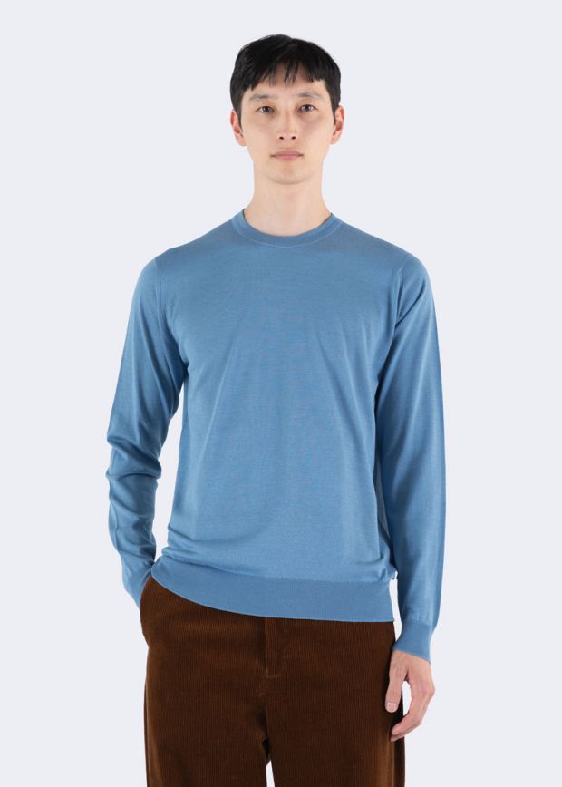 JSY DARLEY Men Merino X Cotton Pullover Ocean